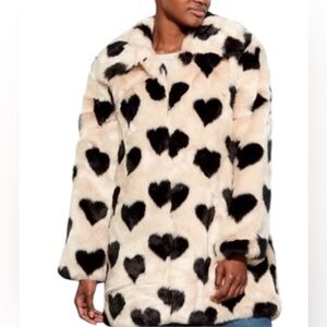 #309 Black Hearts Pari Faux Fur Lux coat Long Fur Trench New